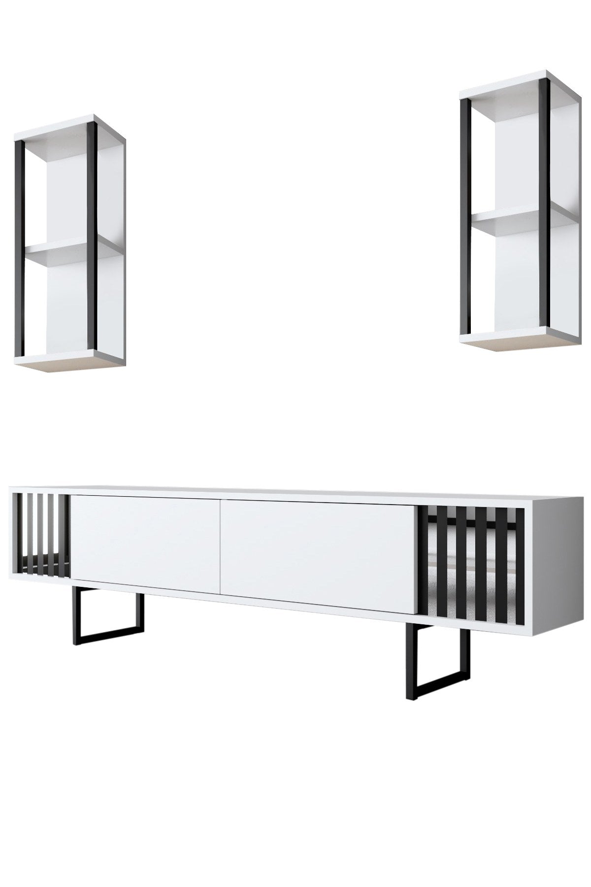 Chrome Line - White, Black in Weiss Schwarz präsentiert im Onlineshop von KAQTU Design AG. TV-Möbel ist von Hanah Home