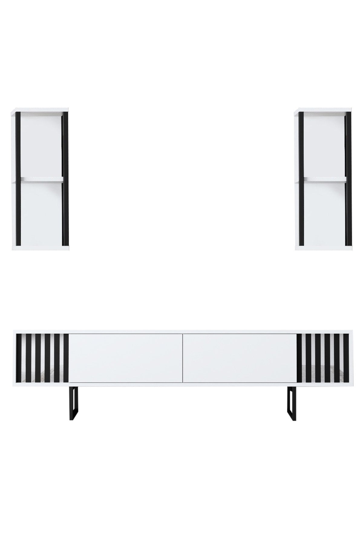 Chrome Line - White, Black in Weiss Schwarz präsentiert im Onlineshop von KAQTU Design AG. TV-Möbel ist von Hanah Home