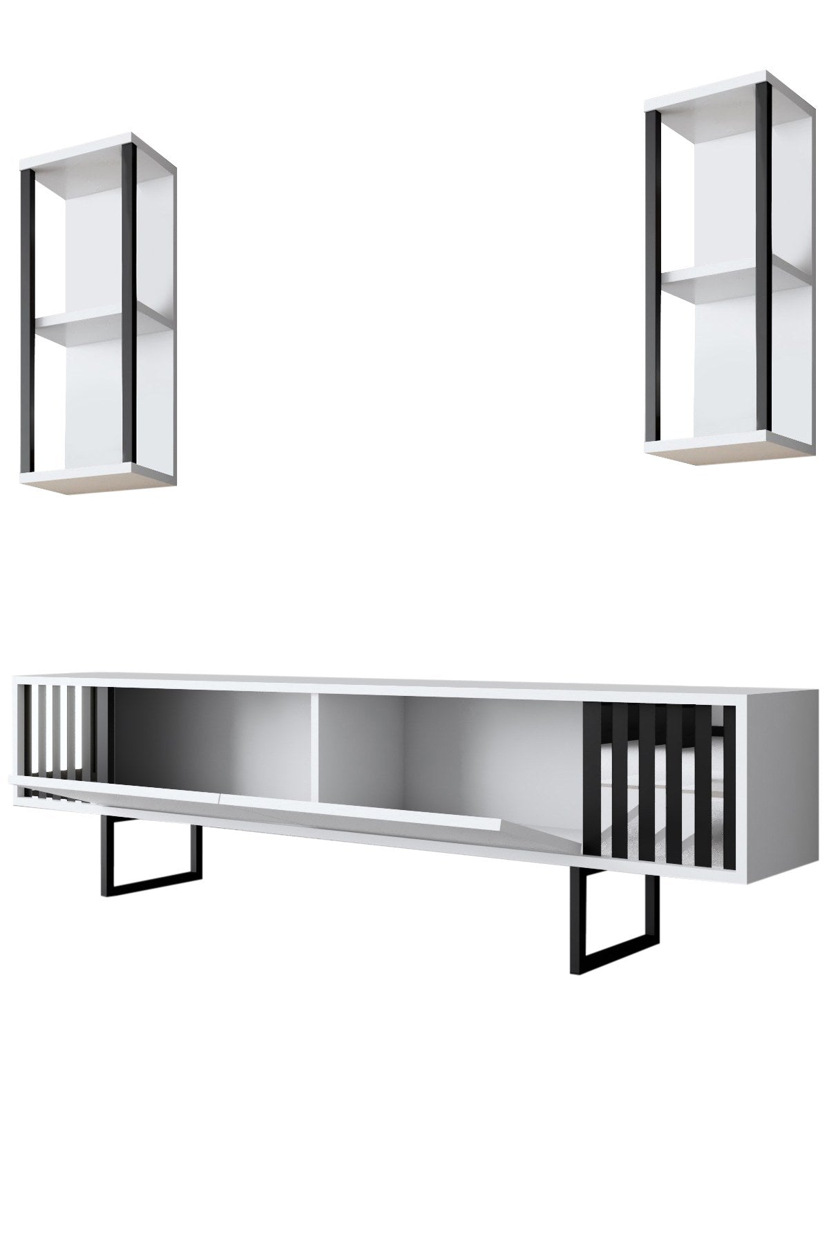 Chrome Line - White, Black in Weiss Schwarz präsentiert im Onlineshop von KAQTU Design AG. TV-Möbel ist von Hanah Home