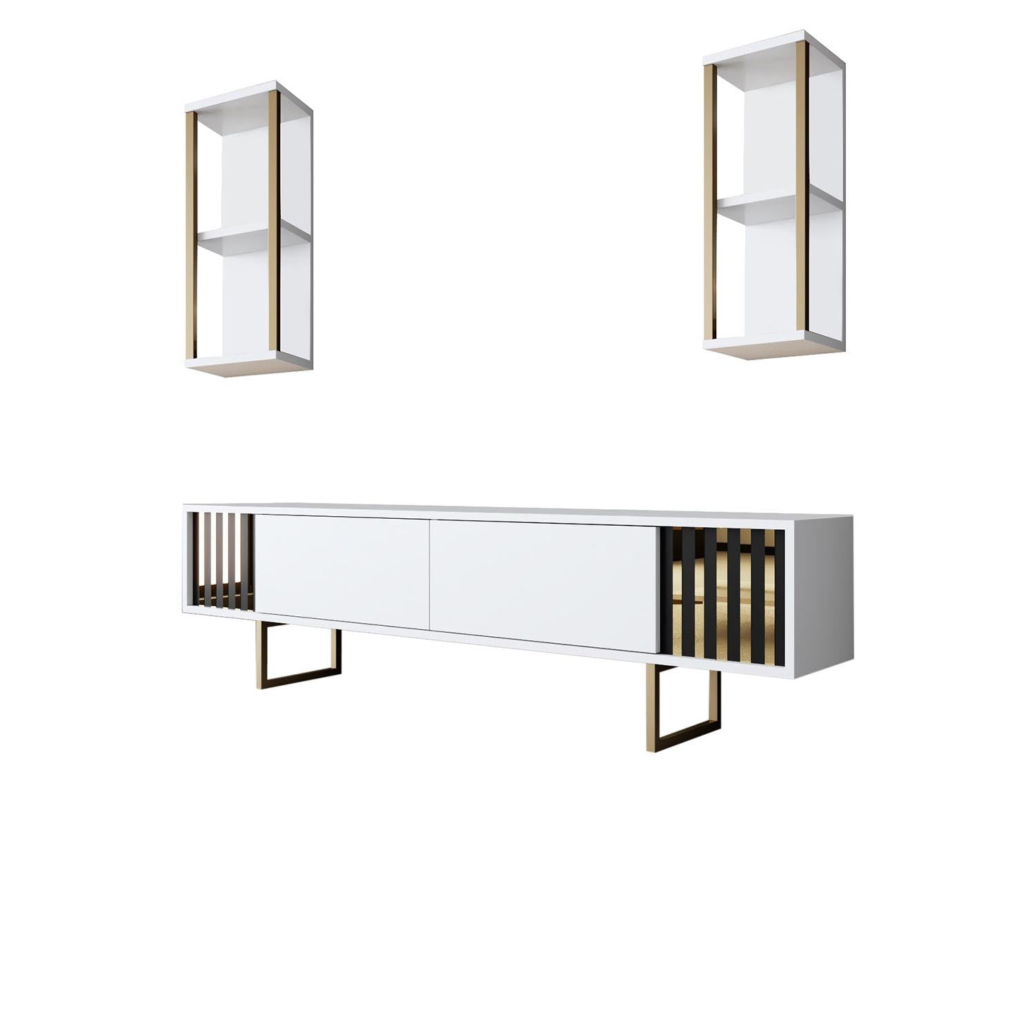 Gold Line - White, Black in Weiss Schwarz präsentiert im Onlineshop von KAQTU Design AG. TV-Möbel ist von Hanah Home