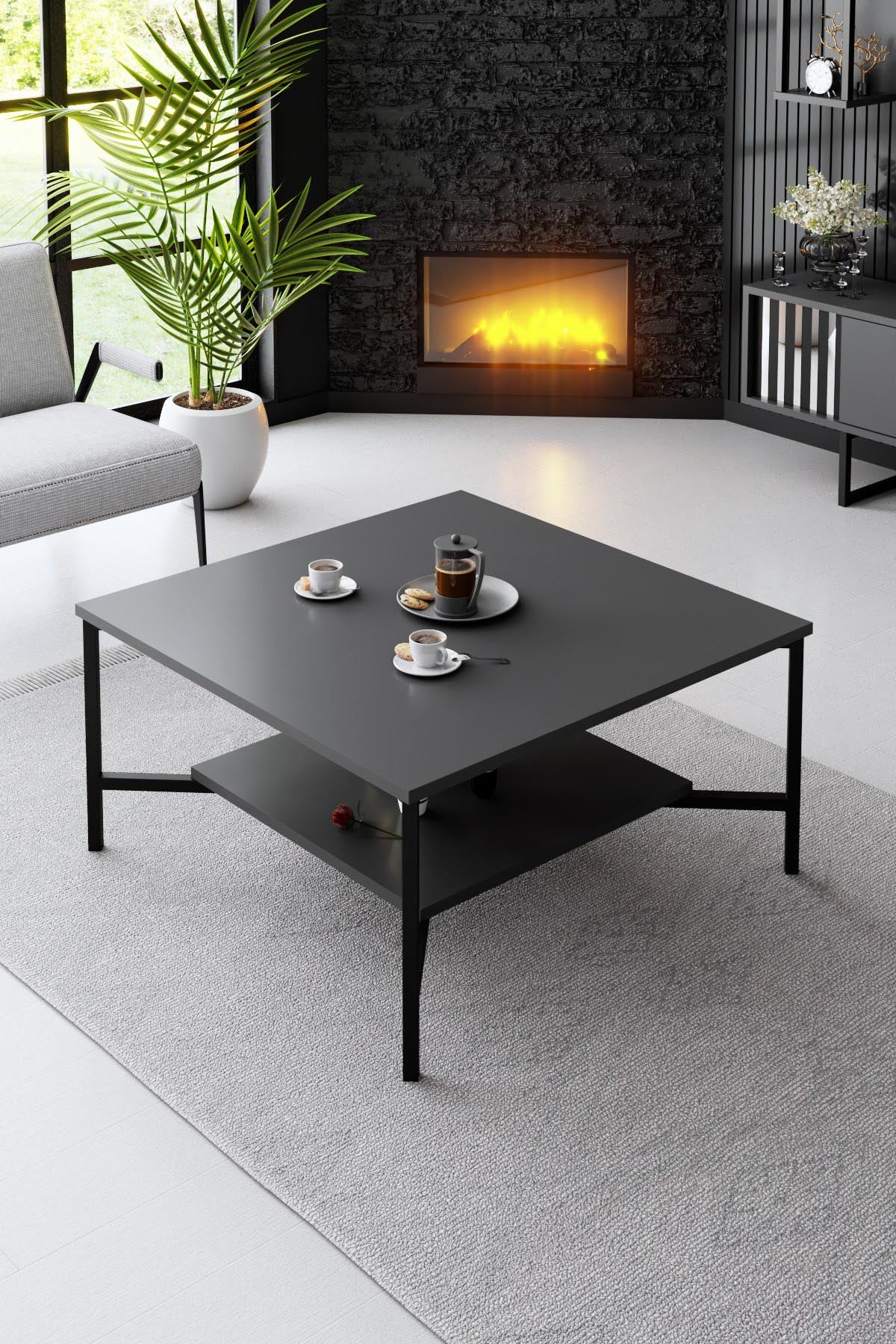 Black Line - Anthracite, Black in Anthrazit Schwarz präsentiert im Onlineshop von KAQTU Design AG. Beistelltisch ist von Hanah Home