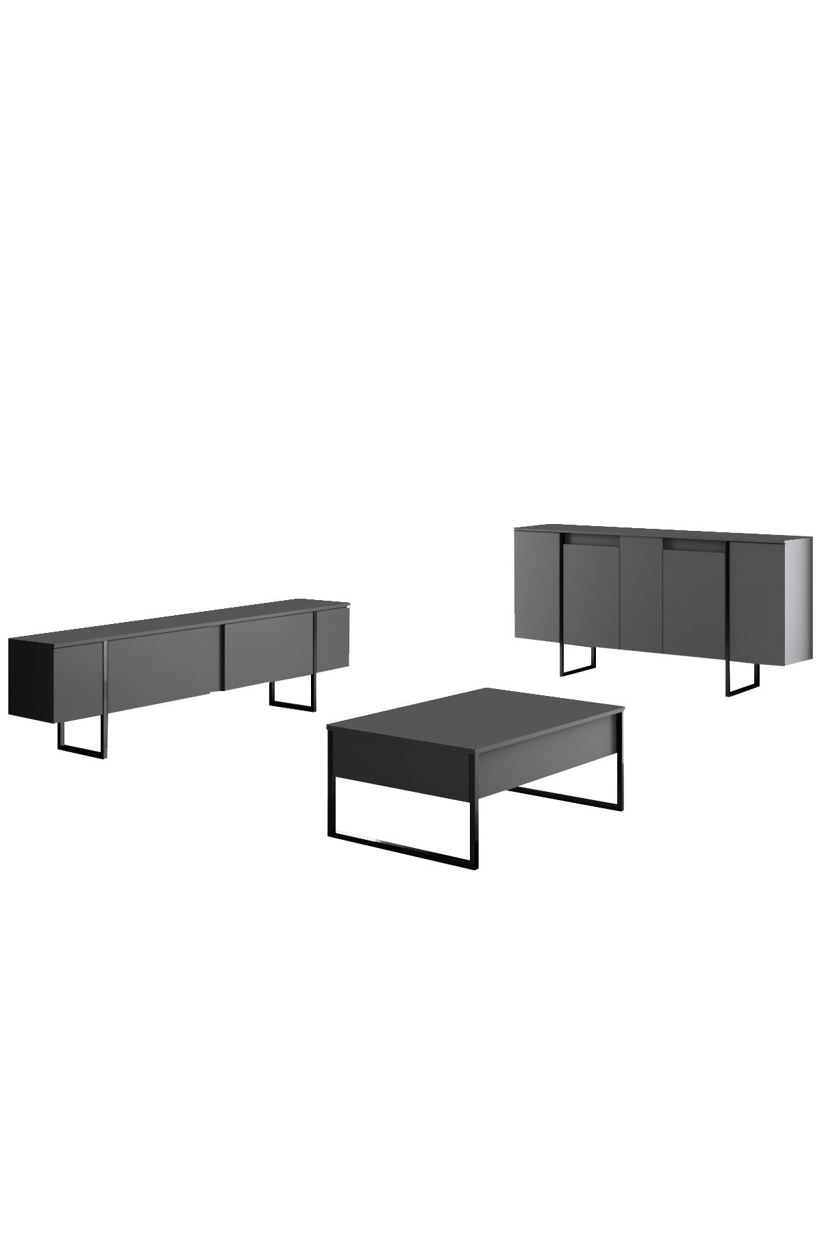 Luxe - Anthracite, Black in Walnuss Schwarz präsentiert im Onlineshop von KAQTU Design AG. Wohnzimmerset ist von Hanah Home