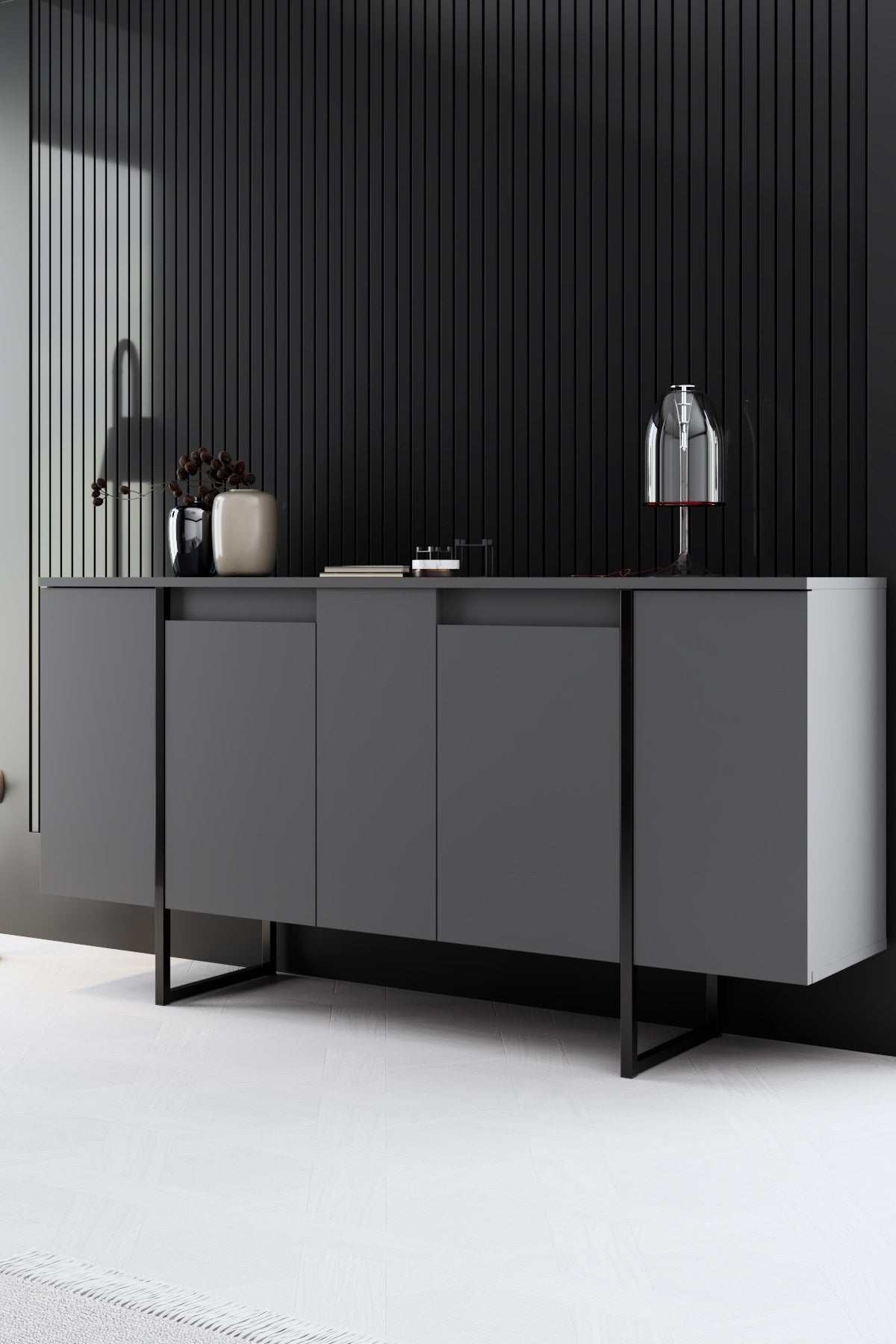 Luxe - Anthracite, Black in Walnuss Schwarz präsentiert im Onlineshop von KAQTU Design AG. Wohnzimmerset ist von Hanah Home