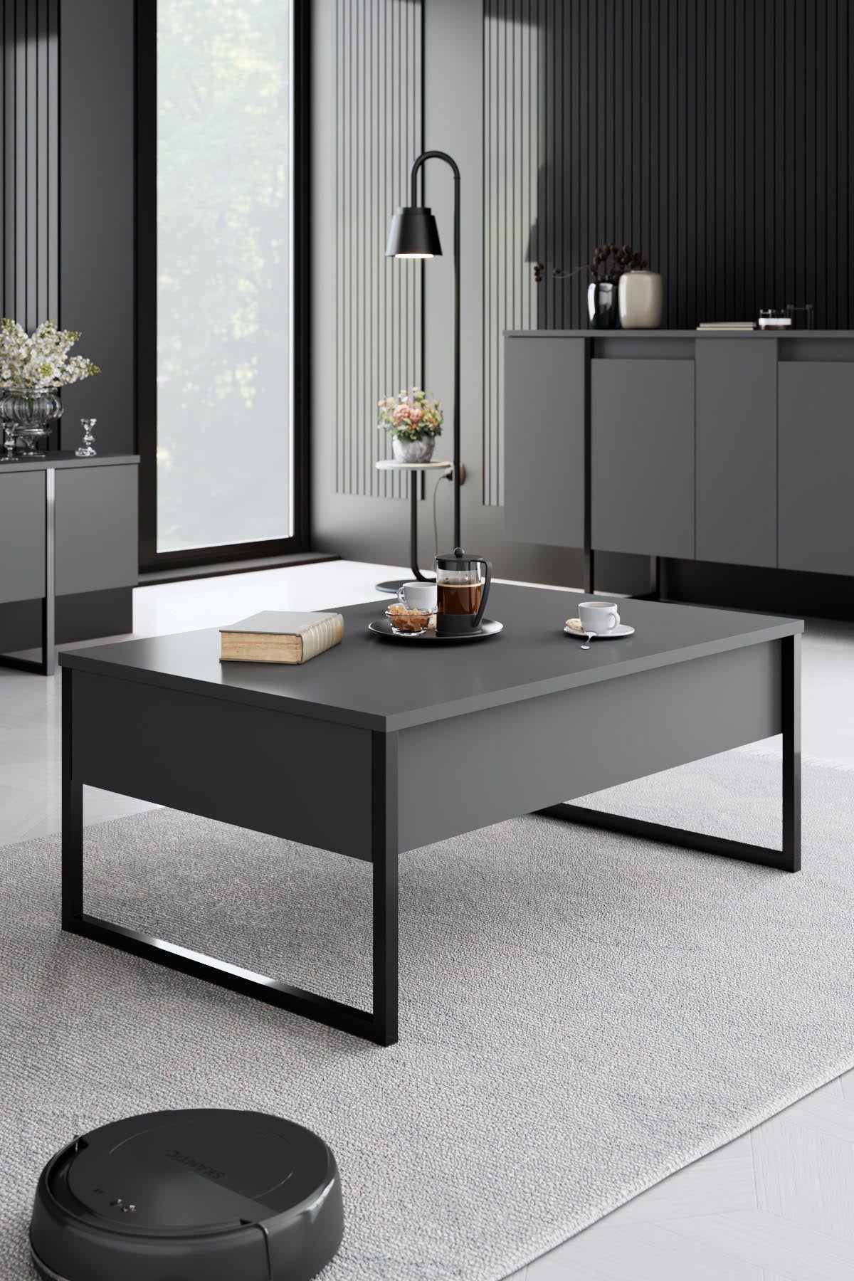 Luxe - Anthracite, Black in Walnuss Schwarz präsentiert im Onlineshop von KAQTU Design AG. Wohnzimmerset ist von Hanah Home