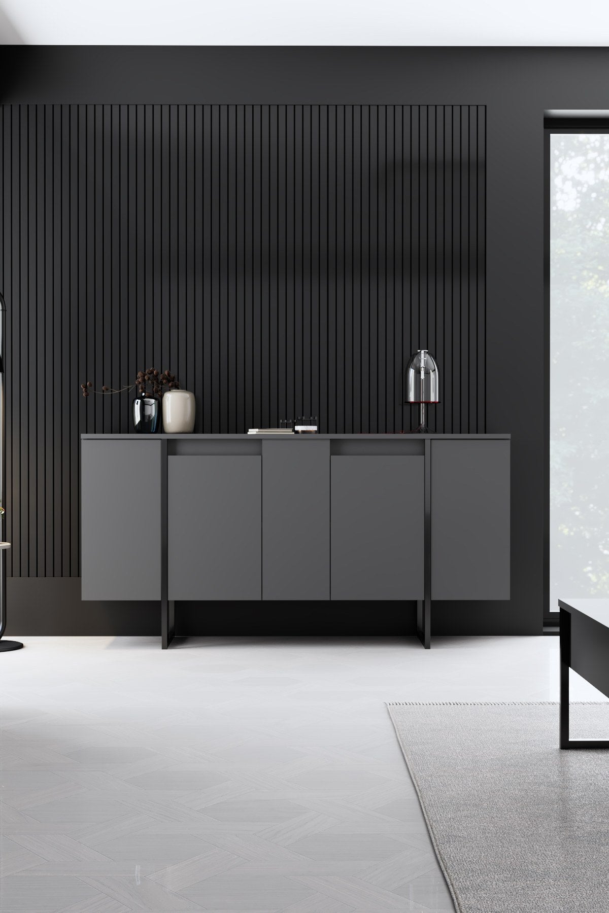 Luxe - Anthracite, Black in Walnuss Schwarz präsentiert im Onlineshop von KAQTU Design AG. Wohnzimmerset ist von Hanah Home