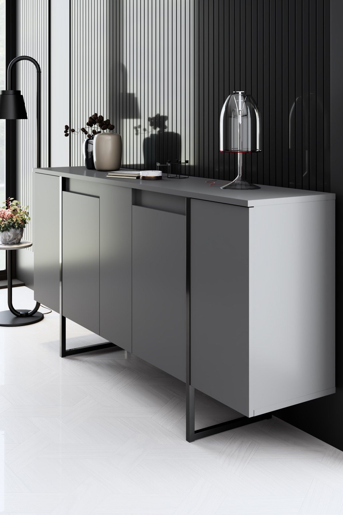 Luxe - Anthracite, Black in Walnuss Schwarz präsentiert im Onlineshop von KAQTU Design AG. Wohnzimmerset ist von Hanah Home