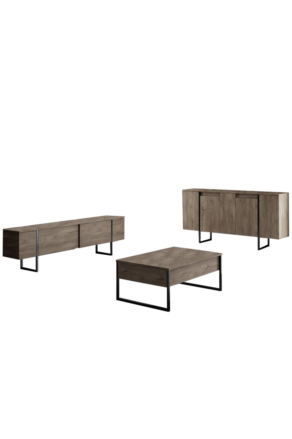 Luxe - Walnut, Black in Walnuss Schwarz präsentiert im Onlineshop von KAQTU Design AG. Wohnzimmerset ist von Hanah Home