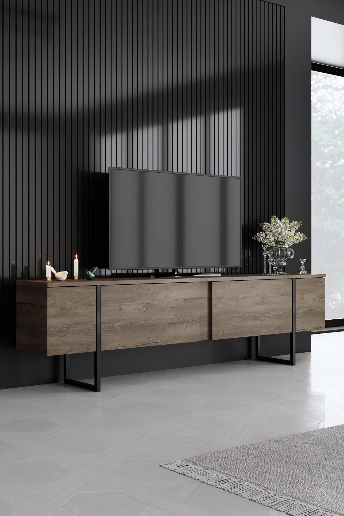 Luxe - Walnut, Black in Walnuss Schwarz präsentiert im Onlineshop von KAQTU Design AG. Wohnzimmerset ist von Hanah Home