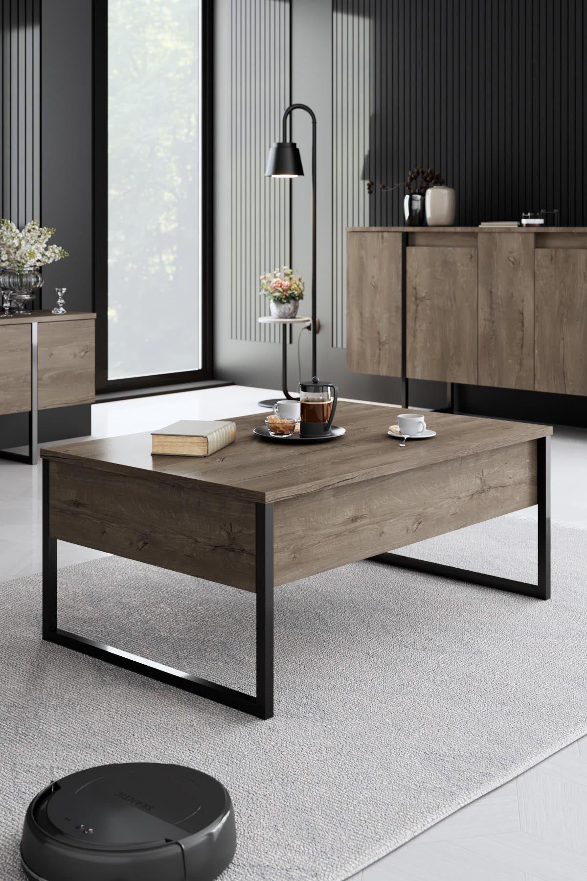 Luxe - Walnut, Black in Walnuss Schwarz präsentiert im Onlineshop von KAQTU Design AG. Wohnzimmerset ist von Hanah Home
