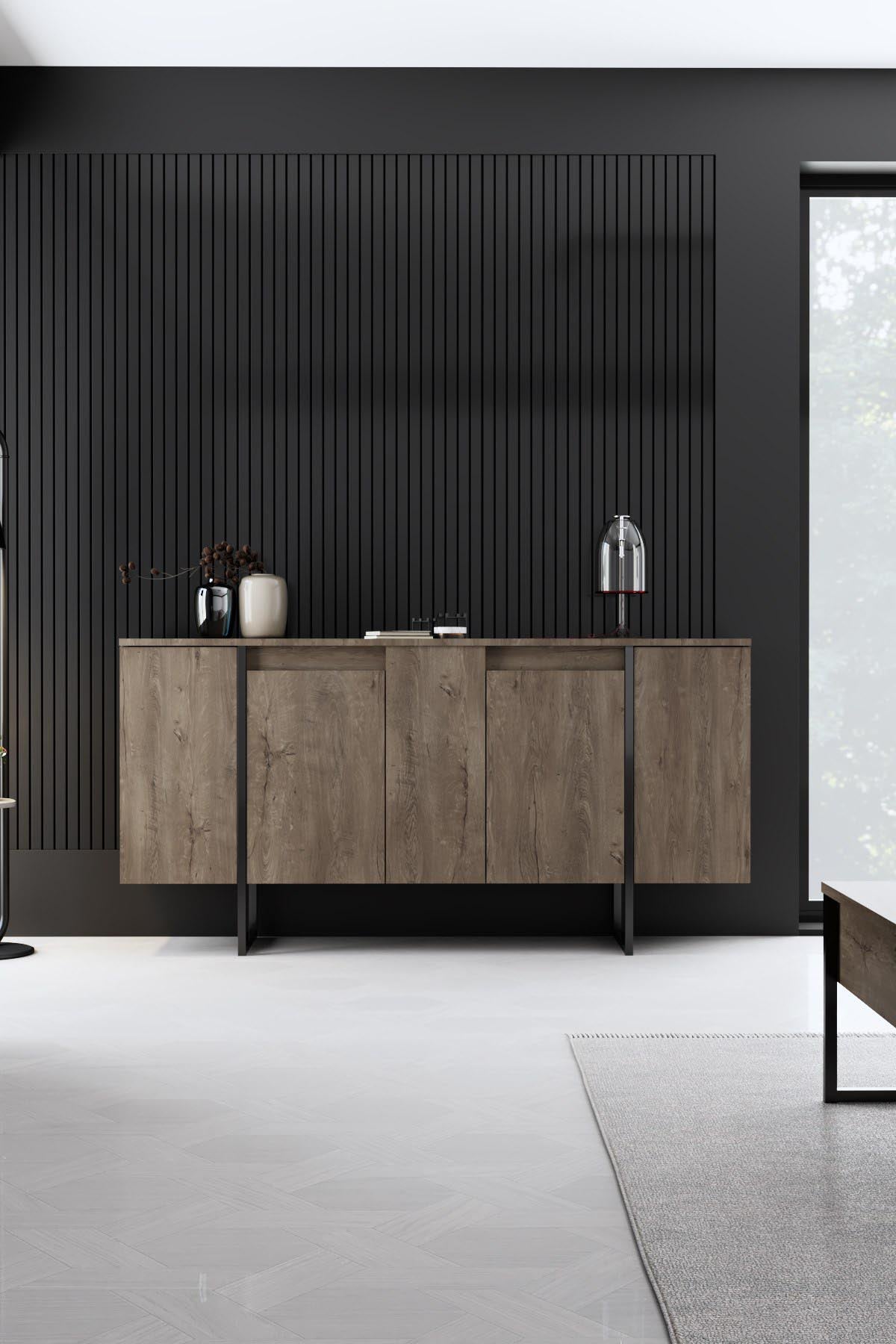 Luxe - Walnut, Black in Walnuss Schwarz präsentiert im Onlineshop von KAQTU Design AG. Wohnzimmerset ist von Hanah Home