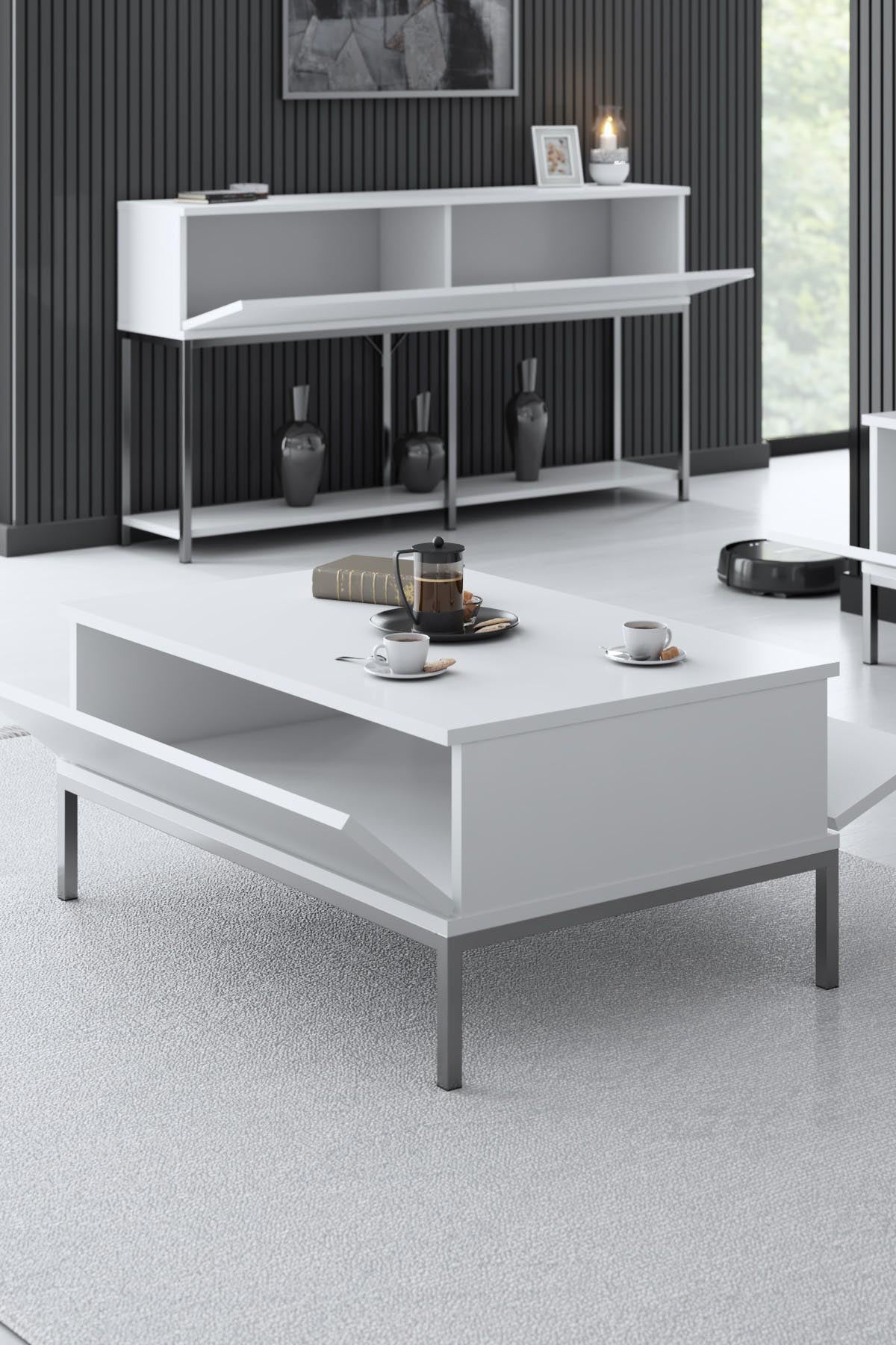 Lord - White, Silver in Weiss Silber präsentiert im Onlineshop von KAQTU Design AG. Beistelltisch ist von Hanah Home