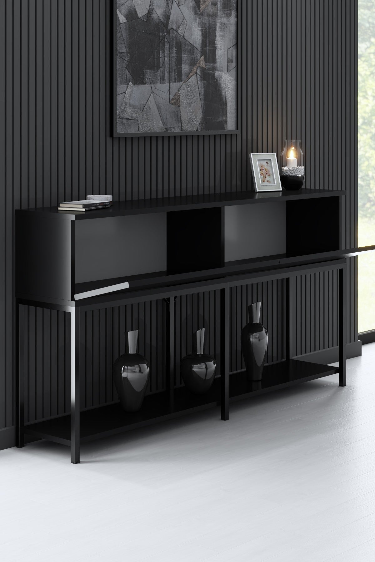Lord - Black in Schwarz präsentiert im Onlineshop von KAQTU Design AG. High-Sideboard ist von Hanah Home