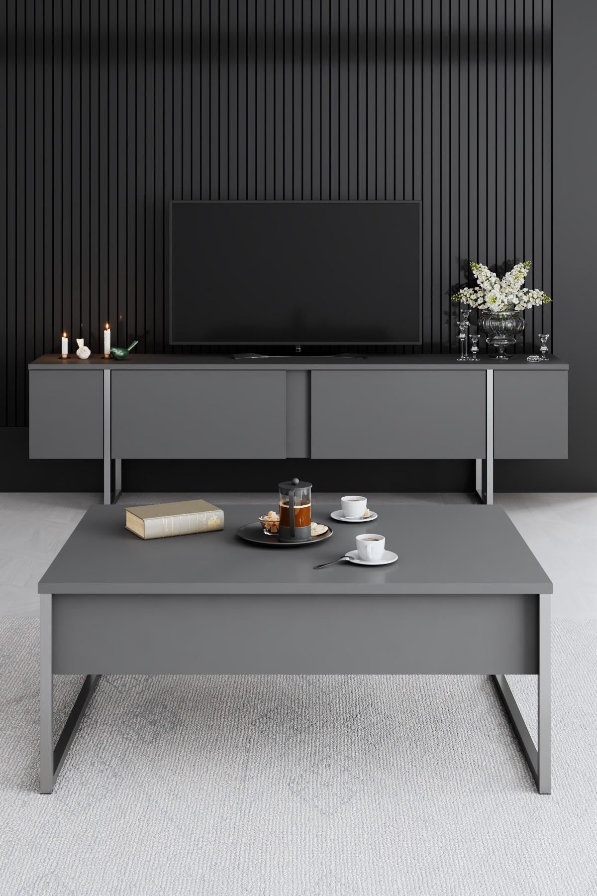 Luxe - Anthracite, Silver in Anthrazit Silber präsentiert im Onlineshop von KAQTU Design AG. Beistelltisch ist von Hanah Home