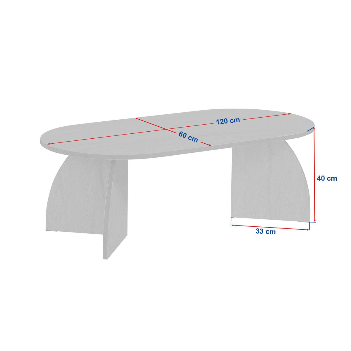 Couchtisch Melina von Nordure in Travertin-Optik, melaminbeschichtete Spanplatte, rechteckige Form, Masse 120 x 60 x 40 cm.