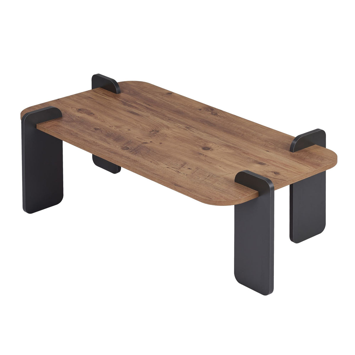 Couchtisch Renard von Nordure aus melaminbeschichteter Spanplatte in Atlantik Kiefer und Anthrazit, rechteckige Form, Masse 147x87x35 cm.