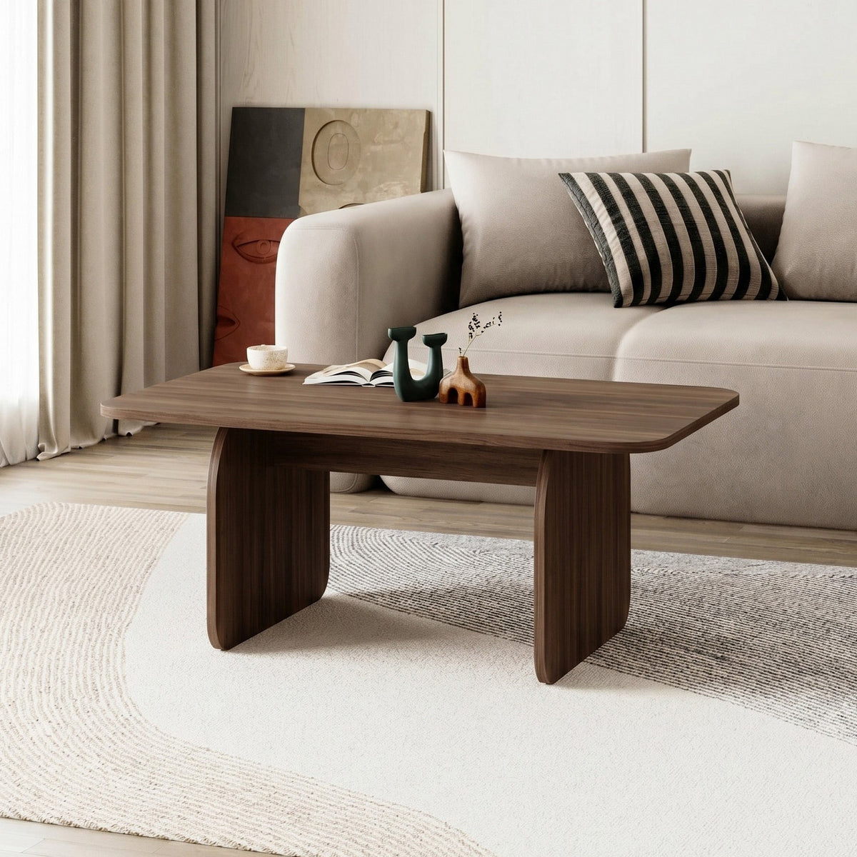 Couchtisch Pietra in Milano Nussbaum aus melaminbeschichteter Spanplatte, rechteckige Form, Grösse 100x60x42 cm, zerlegt.