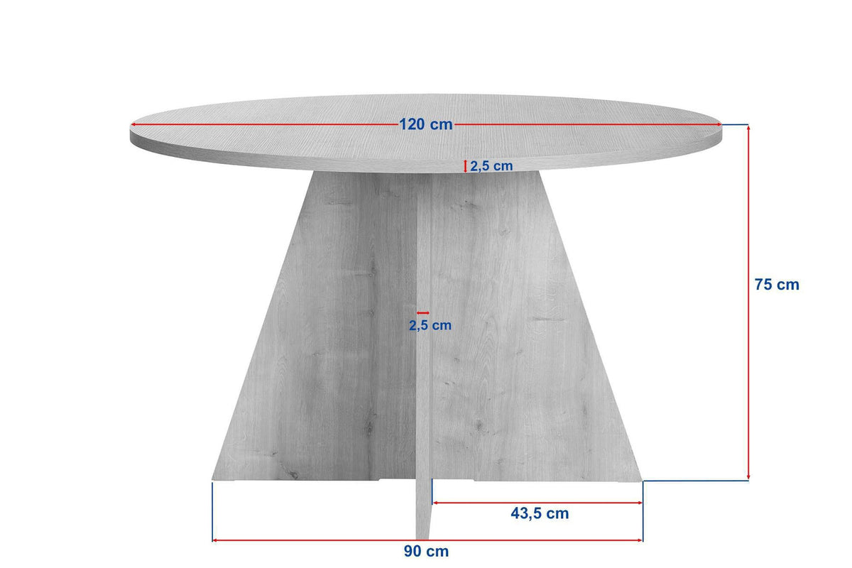 Quadratischer Esstisch Virella in Eiche Pusula-Optik aus melaminbeschichteter Spanplatte, Tischplatte 120x120 cm, Nordure Möbeldesign.