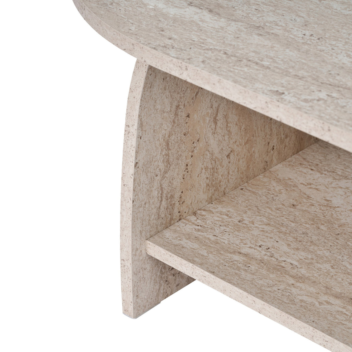 Rafel Couchtisch von Nordure in Travertin-Farbe, rechteckige Form, Material melaminbeschichtete Spanplatte, Masse 110x60x40 cm.