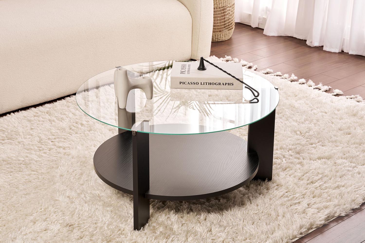 Clara - Wood Black, Transparent in Holz Schwarz Transparent präsentiert im Onlineshop von KAQTU Design AG. Beistelltisch ist von Nordure