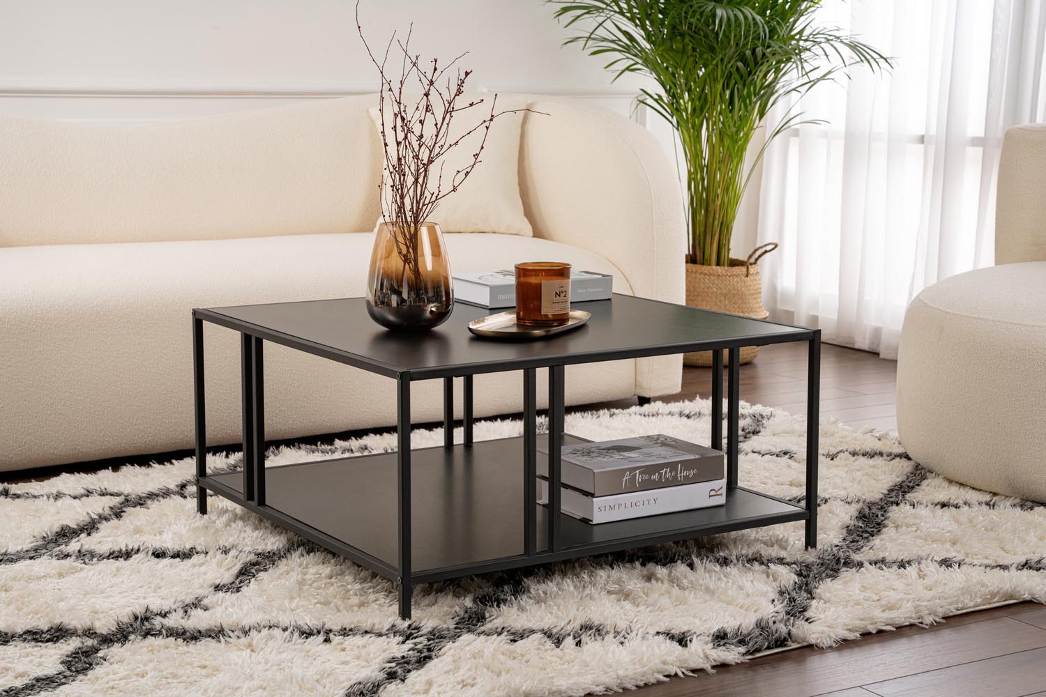 Uranüs - Black Chipboard in Schwarz präsentiert im Onlineshop von KAQTU Design AG. Beistelltisch ist von Hanah Home