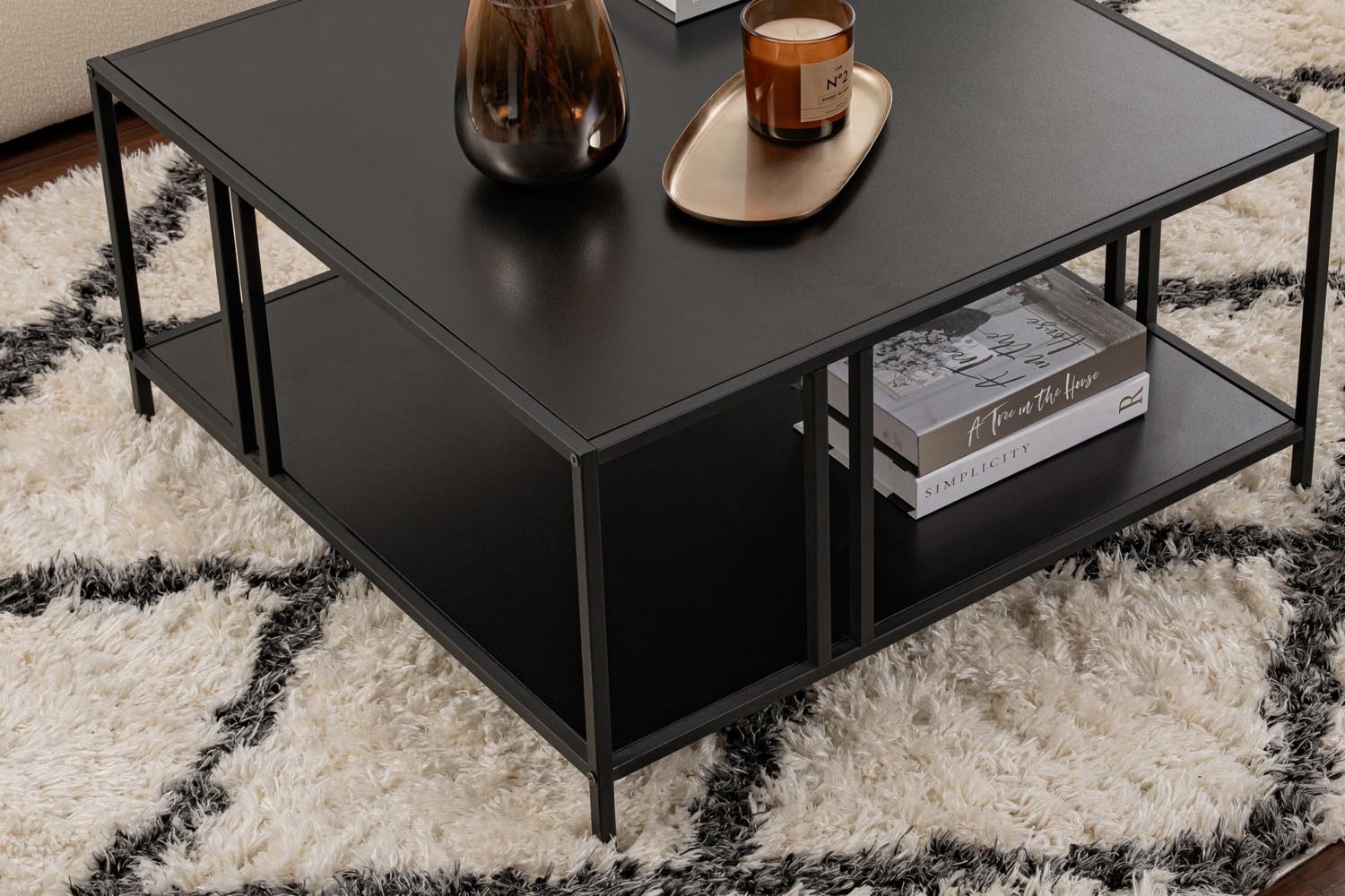 Uranüs - Black Chipboard in Schwarz präsentiert im Onlineshop von KAQTU Design AG. Beistelltisch ist von Hanah Home