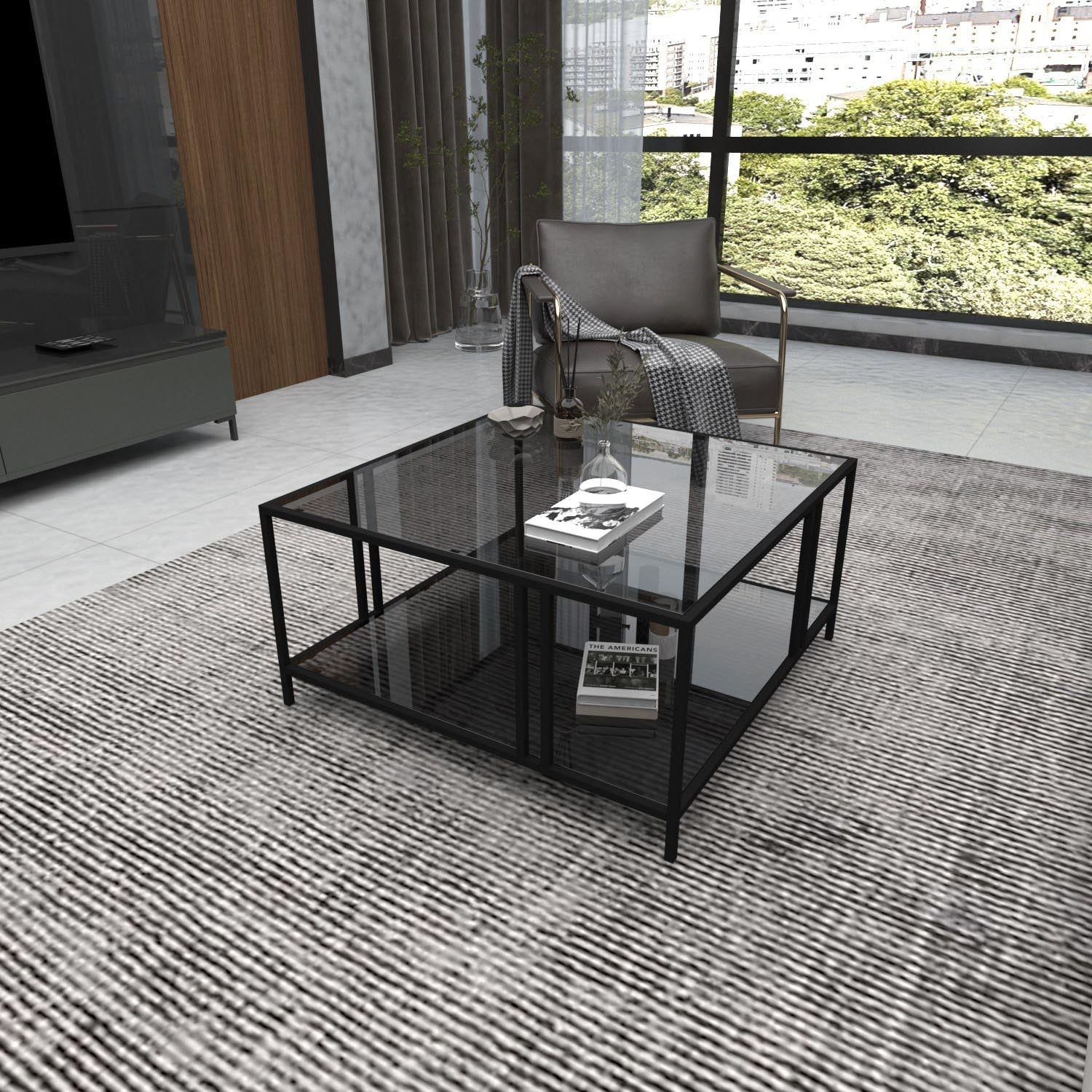 Uranüs - Black, Fume in Schwarz präsentiert im Onlineshop von KAQTU Design AG. Beistelltisch ist von Hanah Home