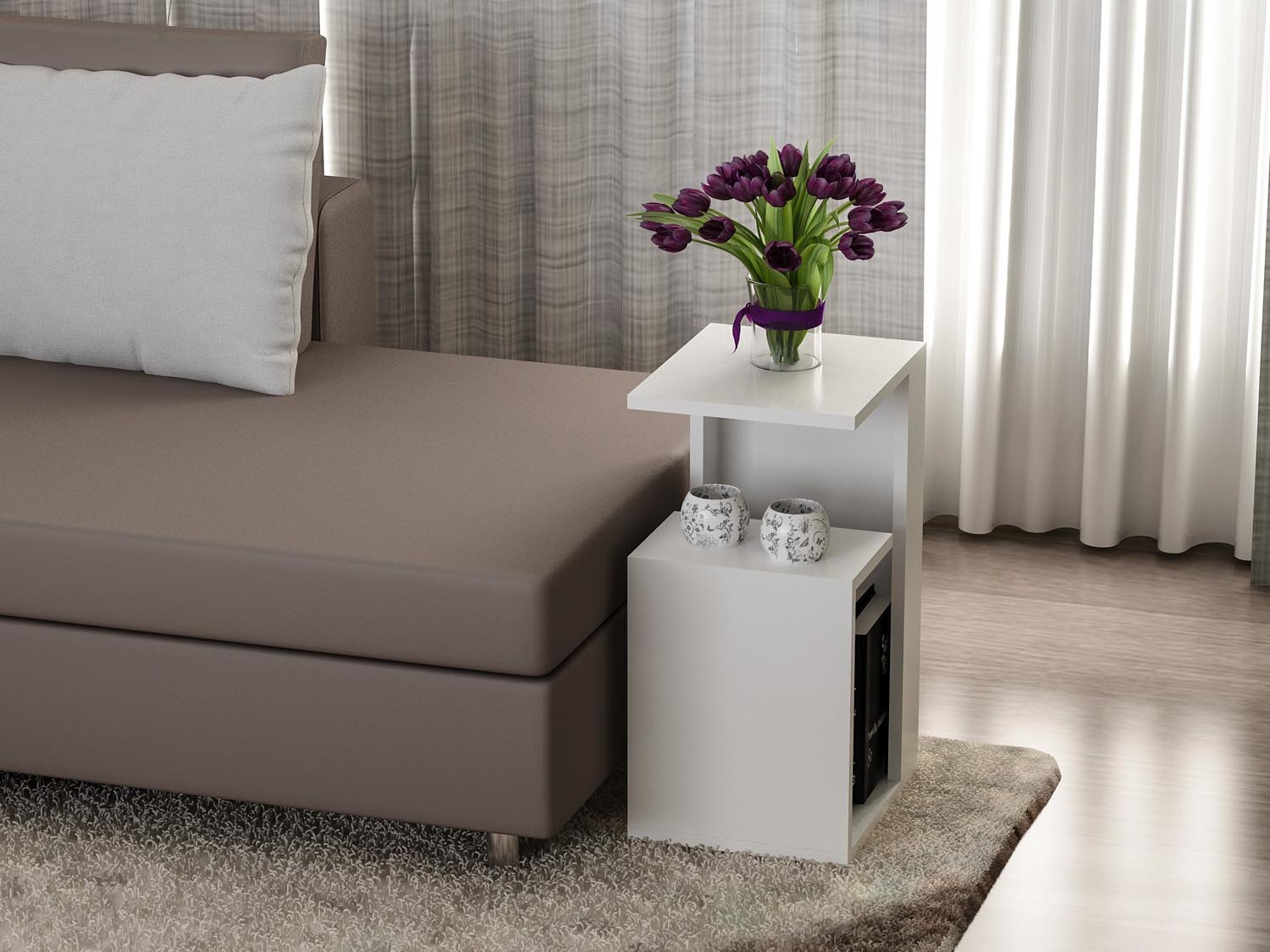 Sister - White in Weiss präsentiert im Onlineshop von KAQTU Design AG. Beistelltisch ist von Hanah Home