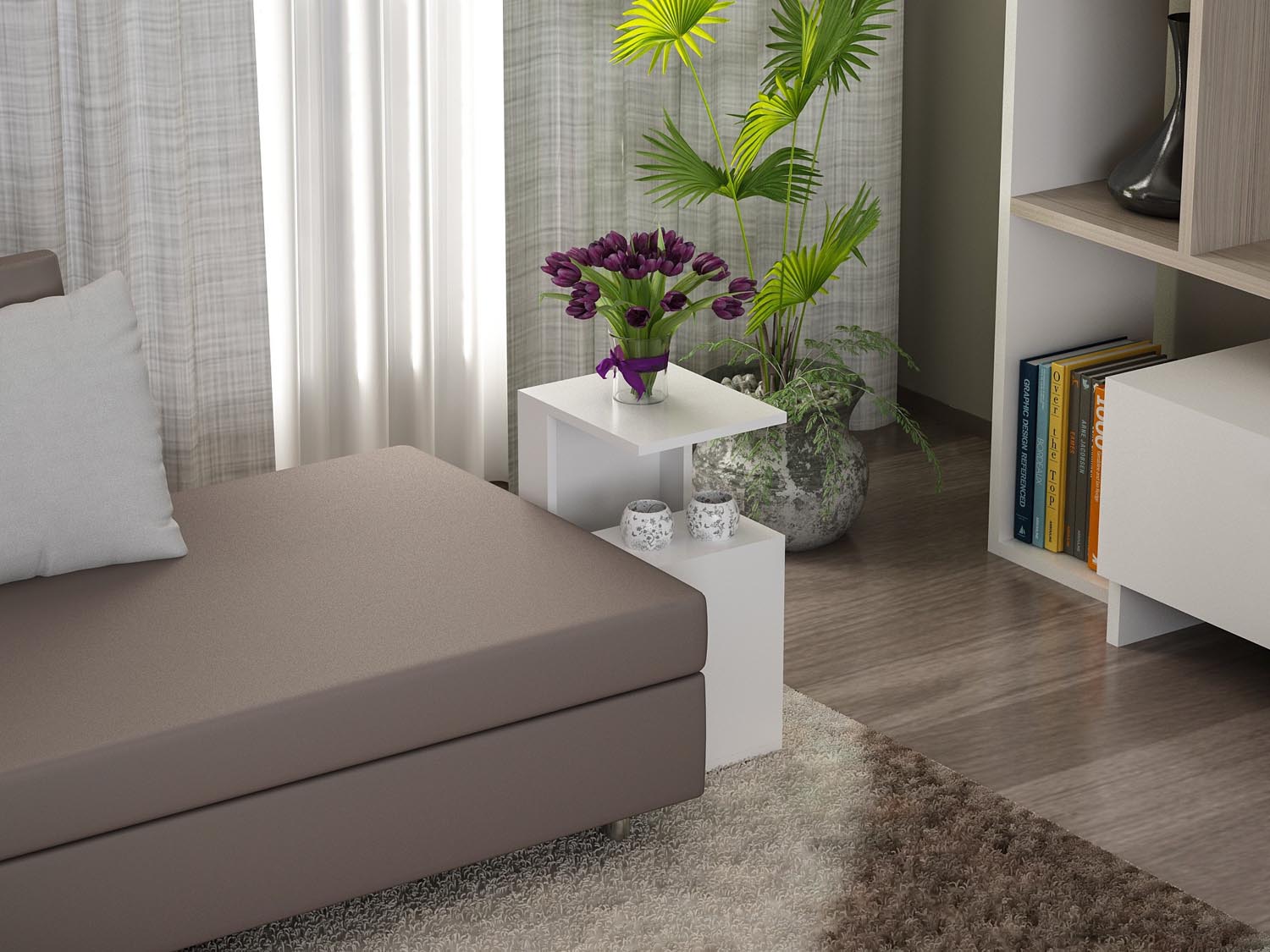 Sister - White in Weiss präsentiert im Onlineshop von KAQTU Design AG. Beistelltisch ist von Hanah Home