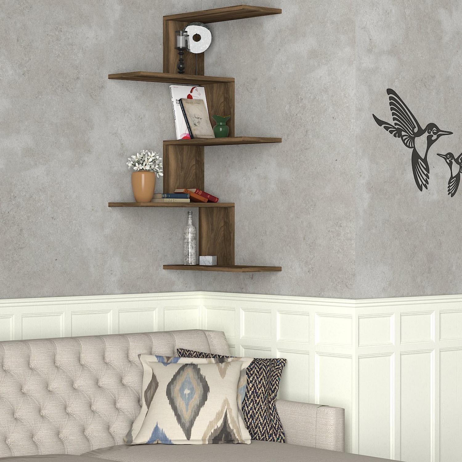 Caniko - Walnut in Walnuss präsentiert im Onlineshop von KAQTU Design AG. Wandregal ist von Hanah Home