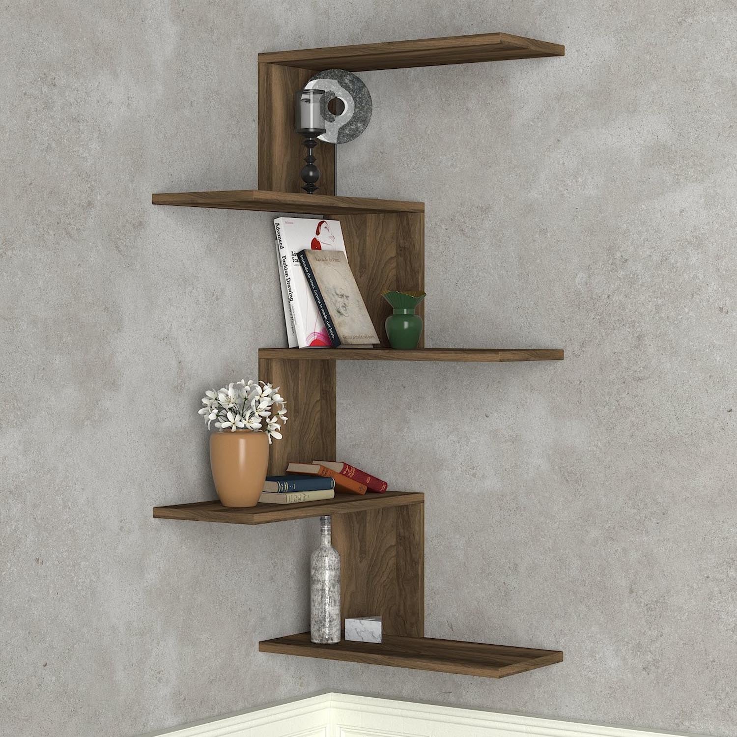 Caniko - Walnut in Walnuss präsentiert im Onlineshop von KAQTU Design AG. Wandregal ist von Hanah Home
