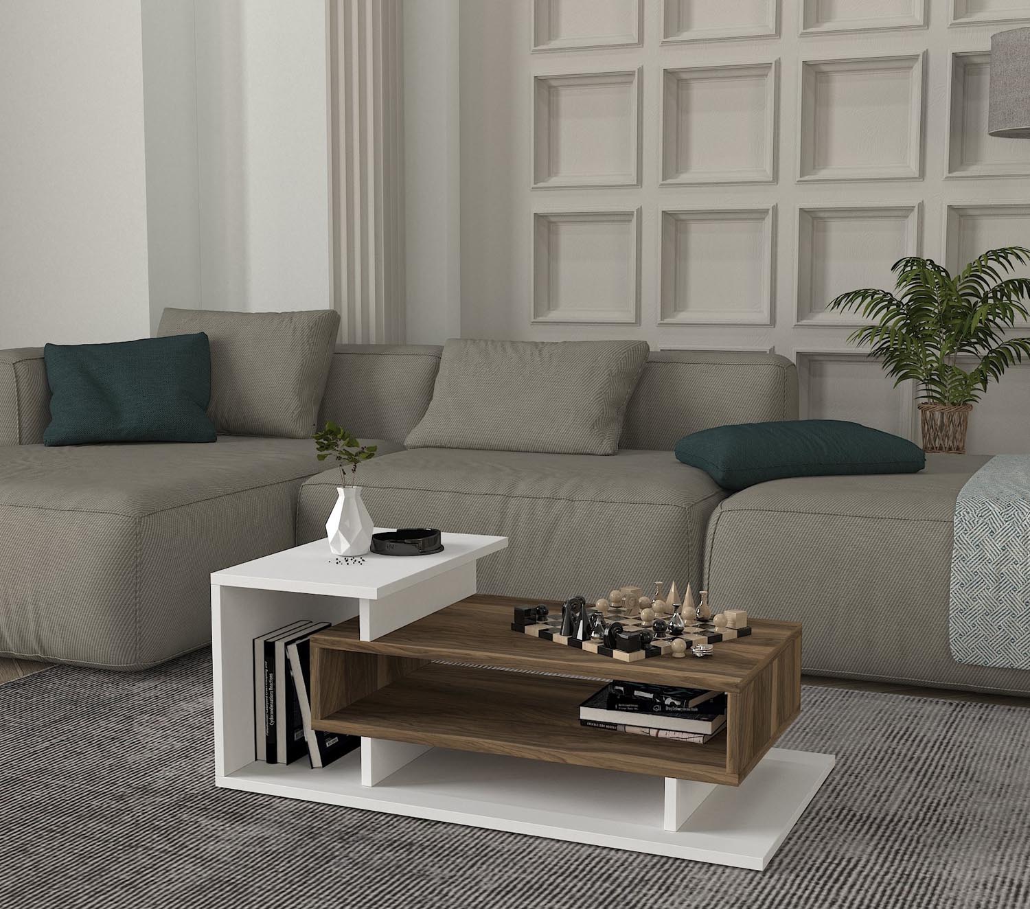 Spring - White, Walnut in Weisser Walnuss präsentiert im Onlineshop von KAQTU Design AG. Beistelltisch ist von Hanah Home