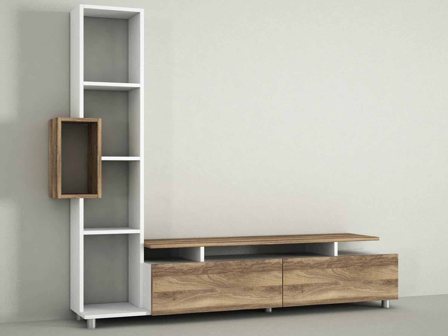 Tulip - White, Walnut in Weisser Walnuss präsentiert im Onlineshop von KAQTU Design AG. TV-Möbel ist von Hanah Home