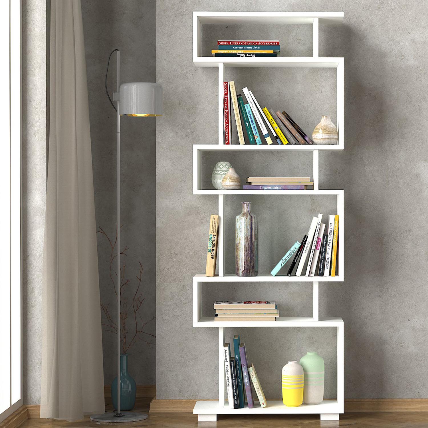 Blok - White in Weiss präsentiert im Onlineshop von KAQTU Design AG. Bücherregal ist von Hanah Home