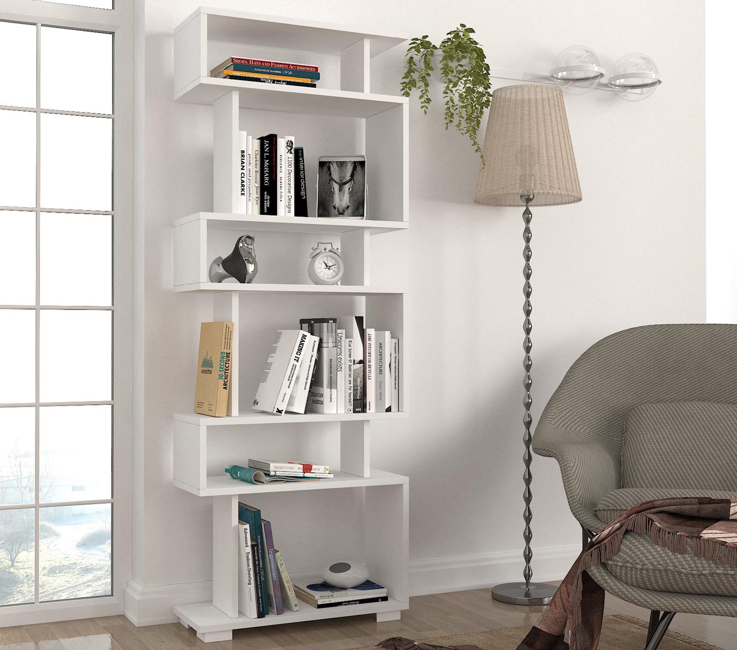 Blok - White in Weiss präsentiert im Onlineshop von KAQTU Design AG. Bücherregal ist von Hanah Home