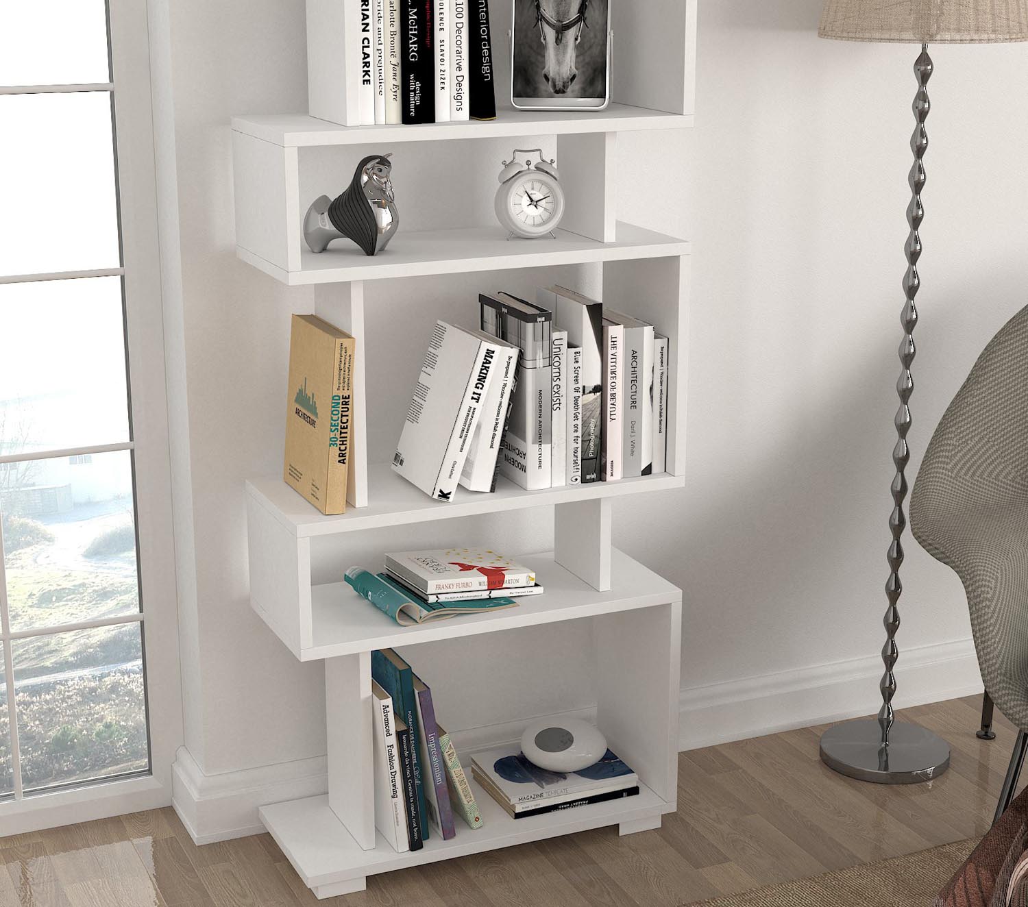 Blok - White in Weiss präsentiert im Onlineshop von KAQTU Design AG. Bücherregal ist von Hanah Home