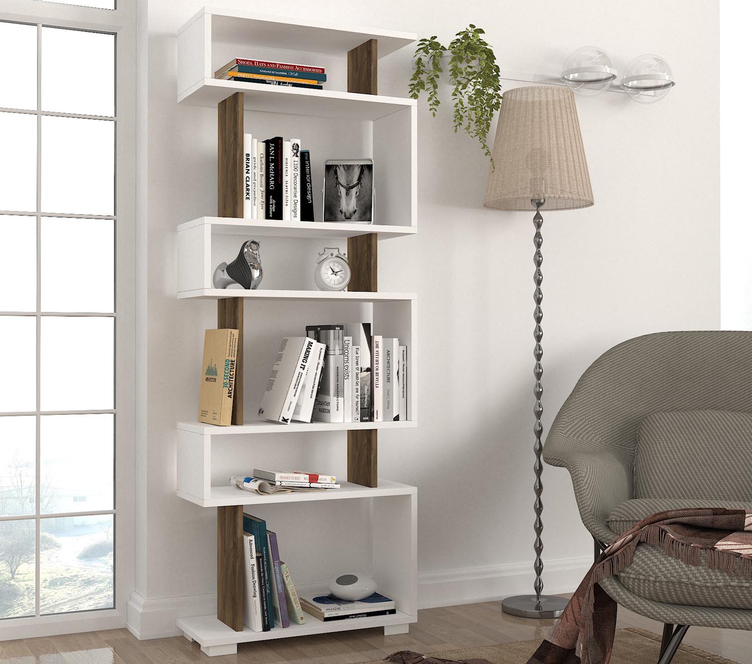 Blok - White, Walnut in Weisser Walnuss präsentiert im Onlineshop von KAQTU Design AG. Bücherregal ist von Hanah Home