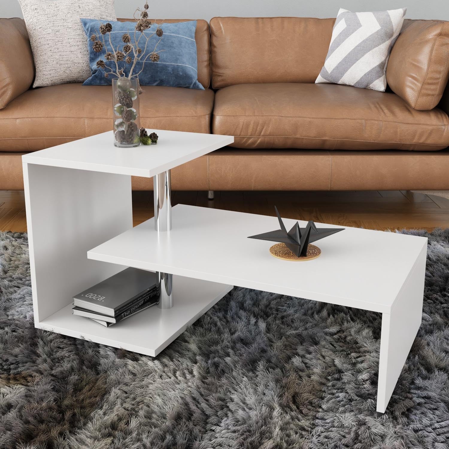 Dilek - White in Weiss präsentiert im Onlineshop von KAQTU Design AG. Beistelltisch ist von Hanah Home