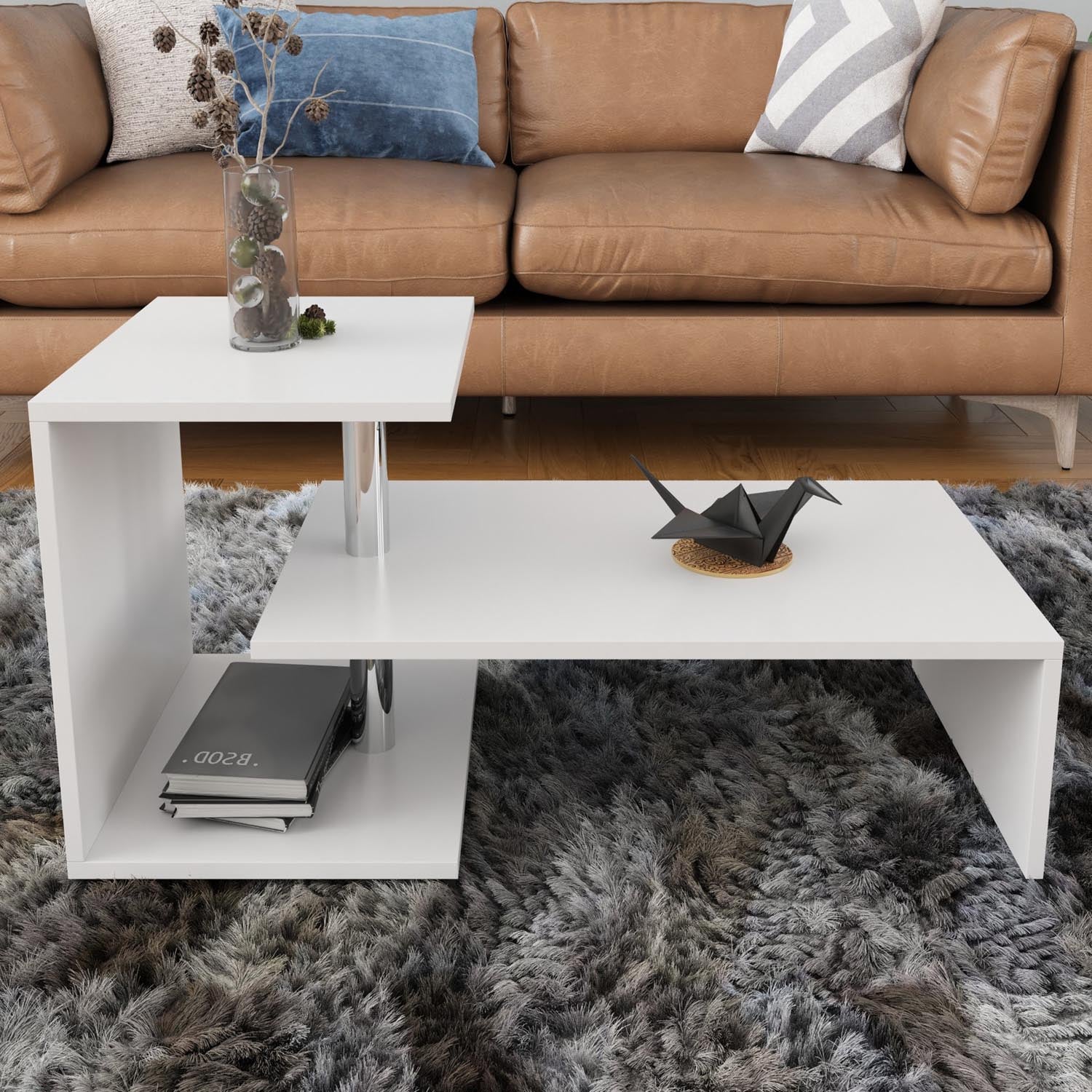 Dilek - White in Weiss präsentiert im Onlineshop von KAQTU Design AG. Beistelltisch ist von Hanah Home