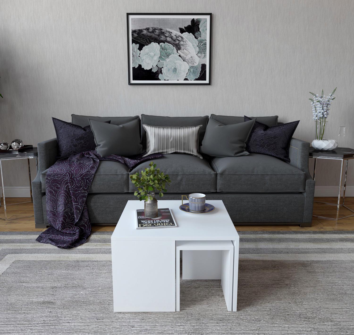 Ortanca - White in Weiss präsentiert im Onlineshop von KAQTU Design AG. Beistelltisch ist von Hanah Home