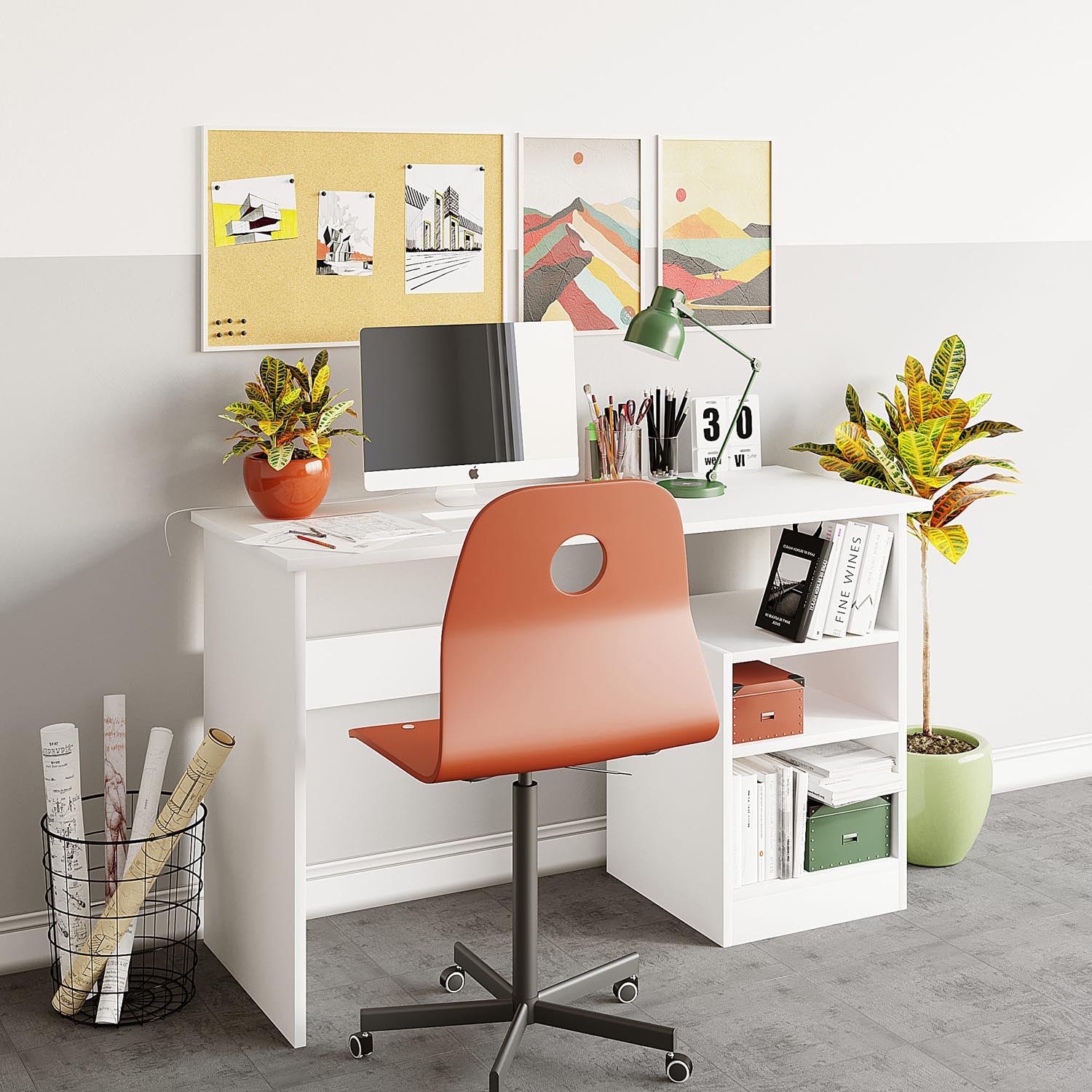 Bahar - White in Weiss präsentiert im Onlineshop von KAQTU Design AG. Schreibtisch ist von Hanah Home