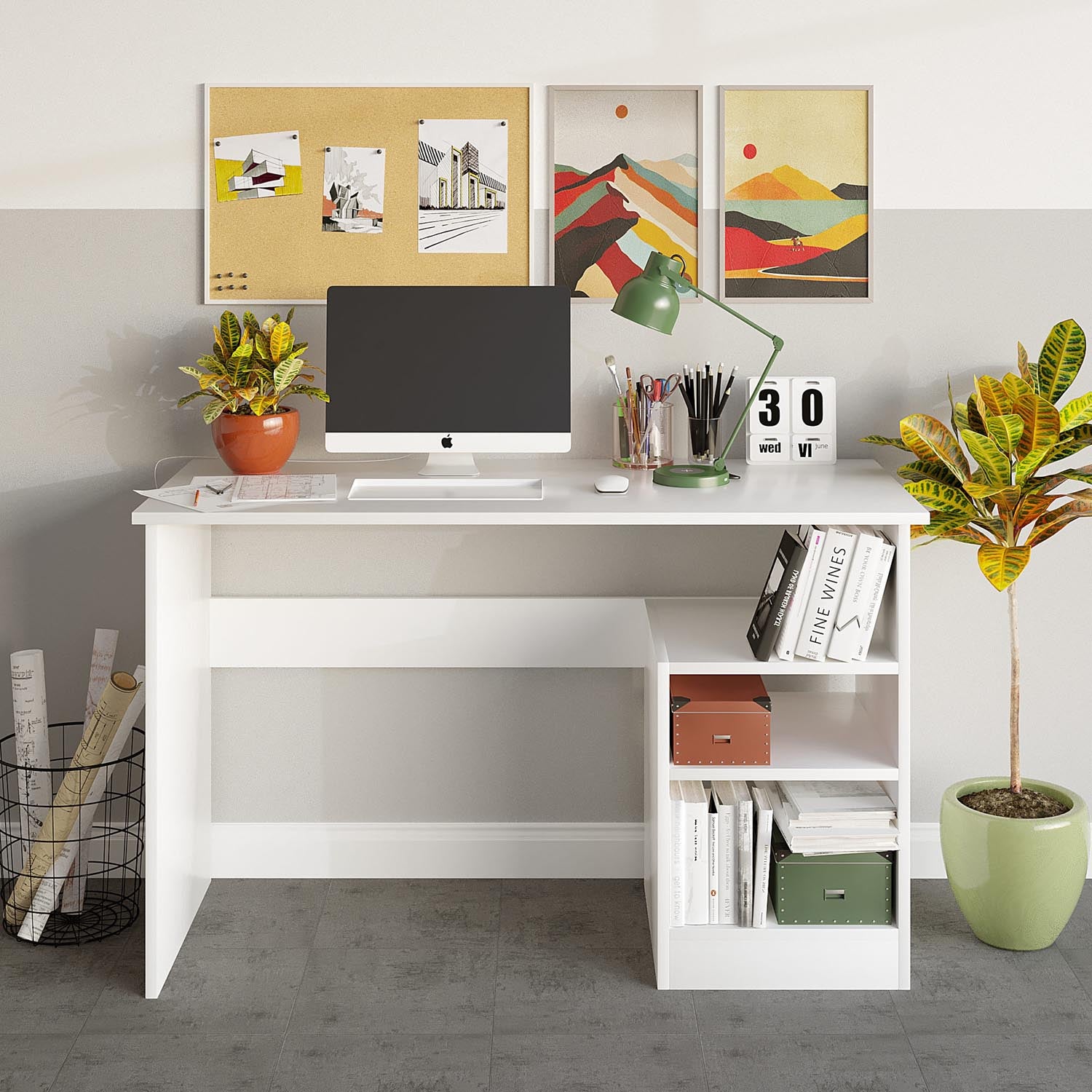 Bahar - White in Weiss präsentiert im Onlineshop von KAQTU Design AG. Schreibtisch ist von Hanah Home
