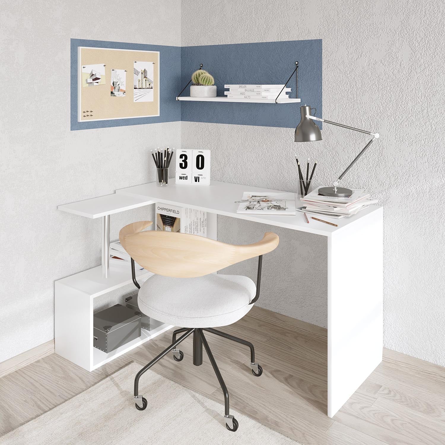 Gelincik - White in Weiss präsentiert im Onlineshop von KAQTU Design AG. Schreibtisch ist von Hanah Home