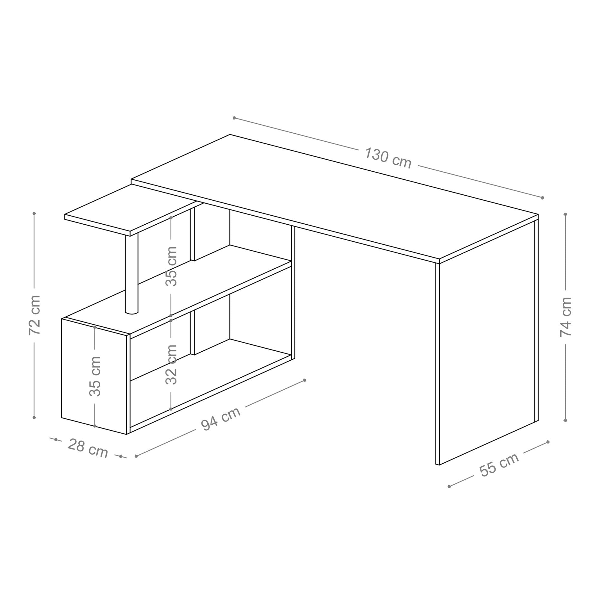 Gelincik - White in Weiss präsentiert im Onlineshop von KAQTU Design AG. Schreibtisch ist von Hanah Home