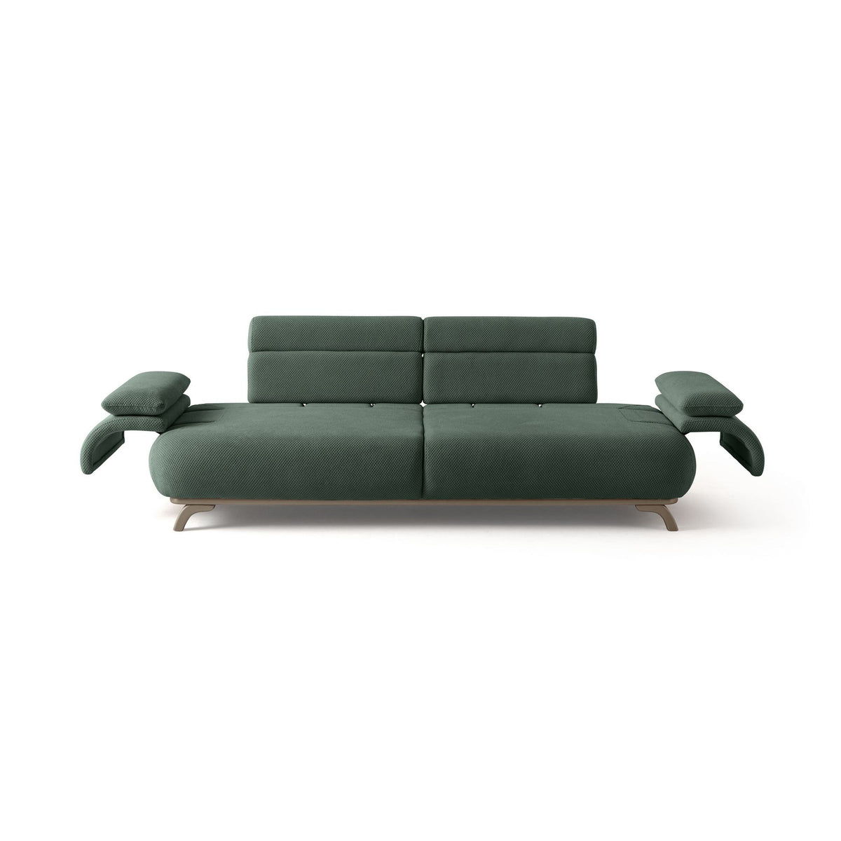 Grünes 3-Sitzer-Sofa Bonjo Silver mit Polyester-Bezug, Holzbeinen und abnehmbarem Rückenkissen, Gestell aus Hainbuche und Spanplatte.