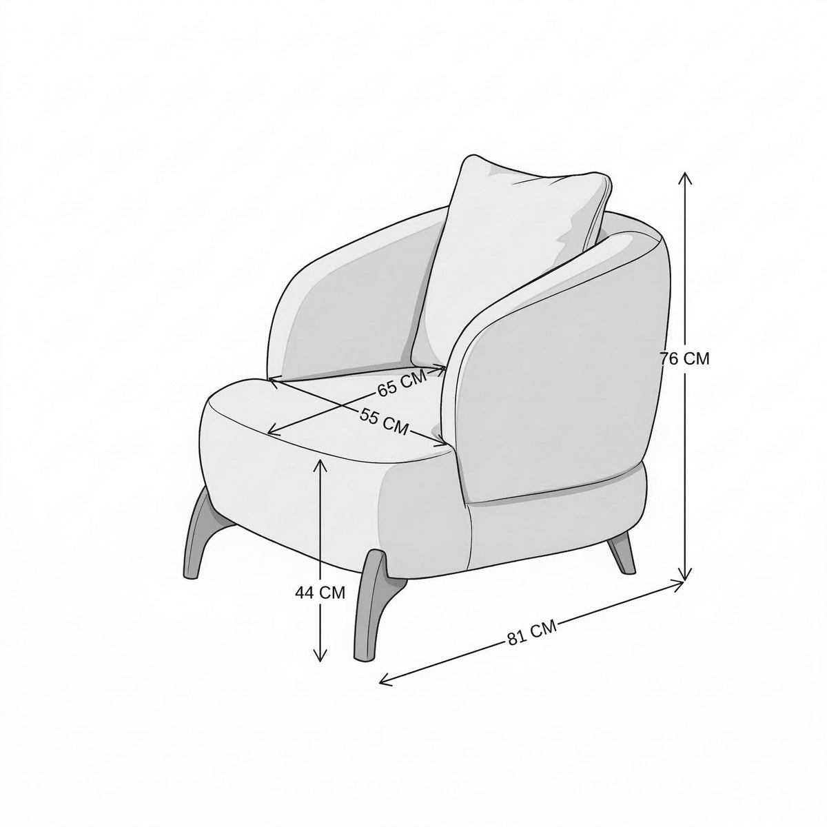Beiger Ohrensessel mit Hainbuche-Gestell, Polyesterbezug in Tuna-Struktur, Holzbeinen und abnehmbarem Rückenkissen, Wing-Chair-Form.