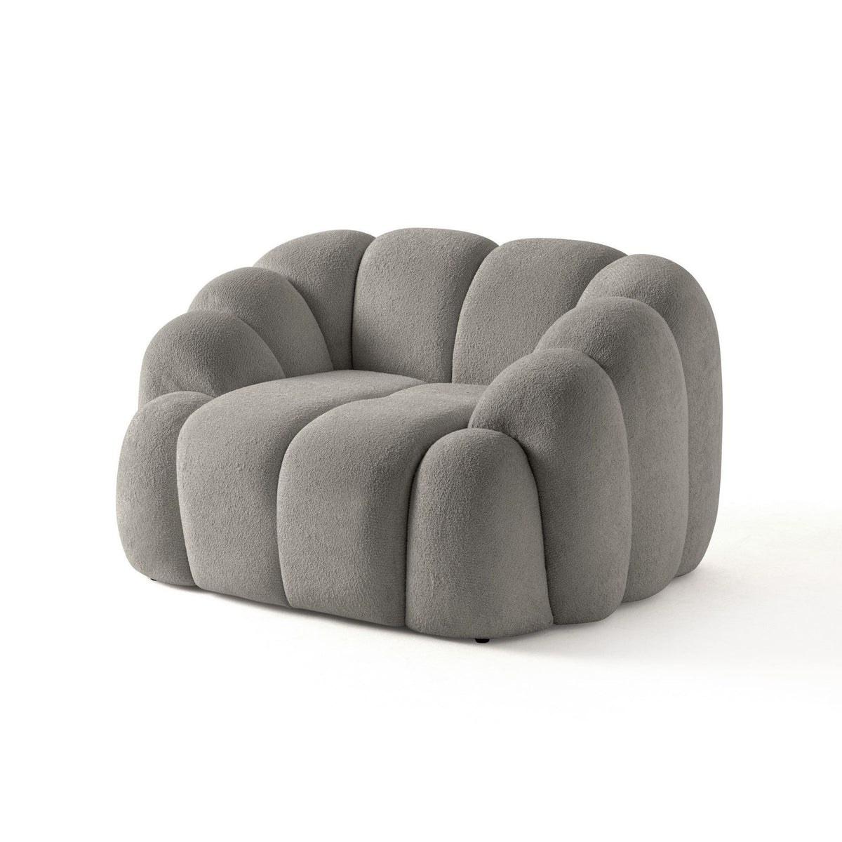 Graues 1-Sitzer Sofa Octavio von Hanah Home mit Polyesterbezug, Holzgestell, Kunststoffbeinen und abnehmbarem Rückenkissen.