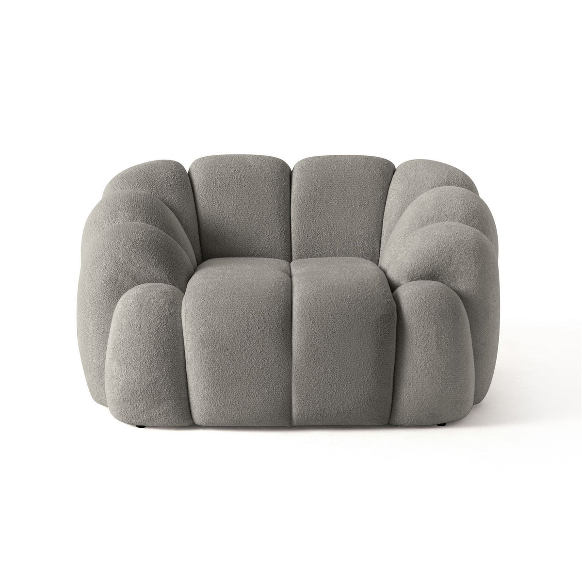 Graues 1-Sitzer Sofa Octavio von Hanah Home mit Polyesterbezug, Holzgestell, Kunststoffbeinen und abnehmbarem Rückenkissen.