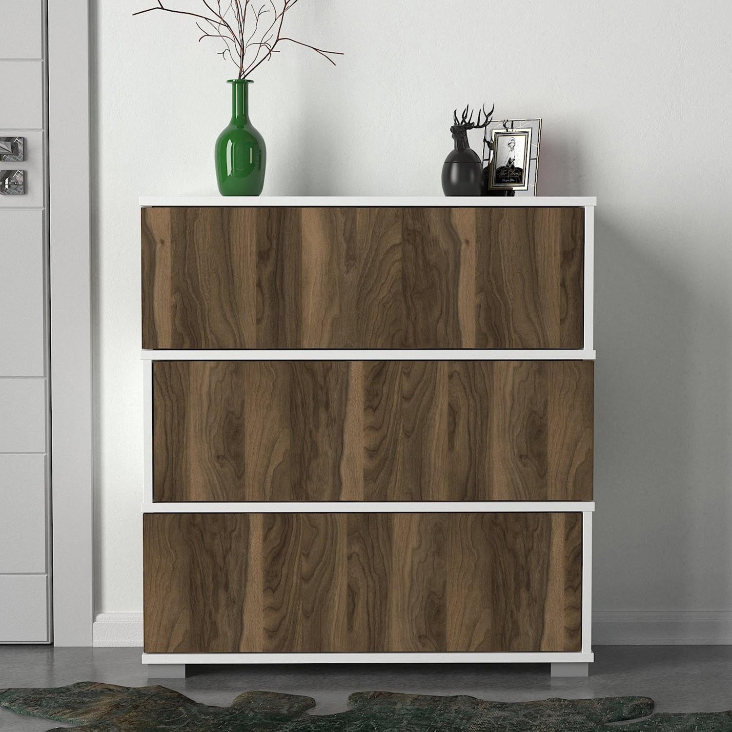 Napolyon - White, Walnut in Weisser Walnuss präsentiert im Onlineshop von KAQTU Design AG. Schuhschrank ist von Hanah Home