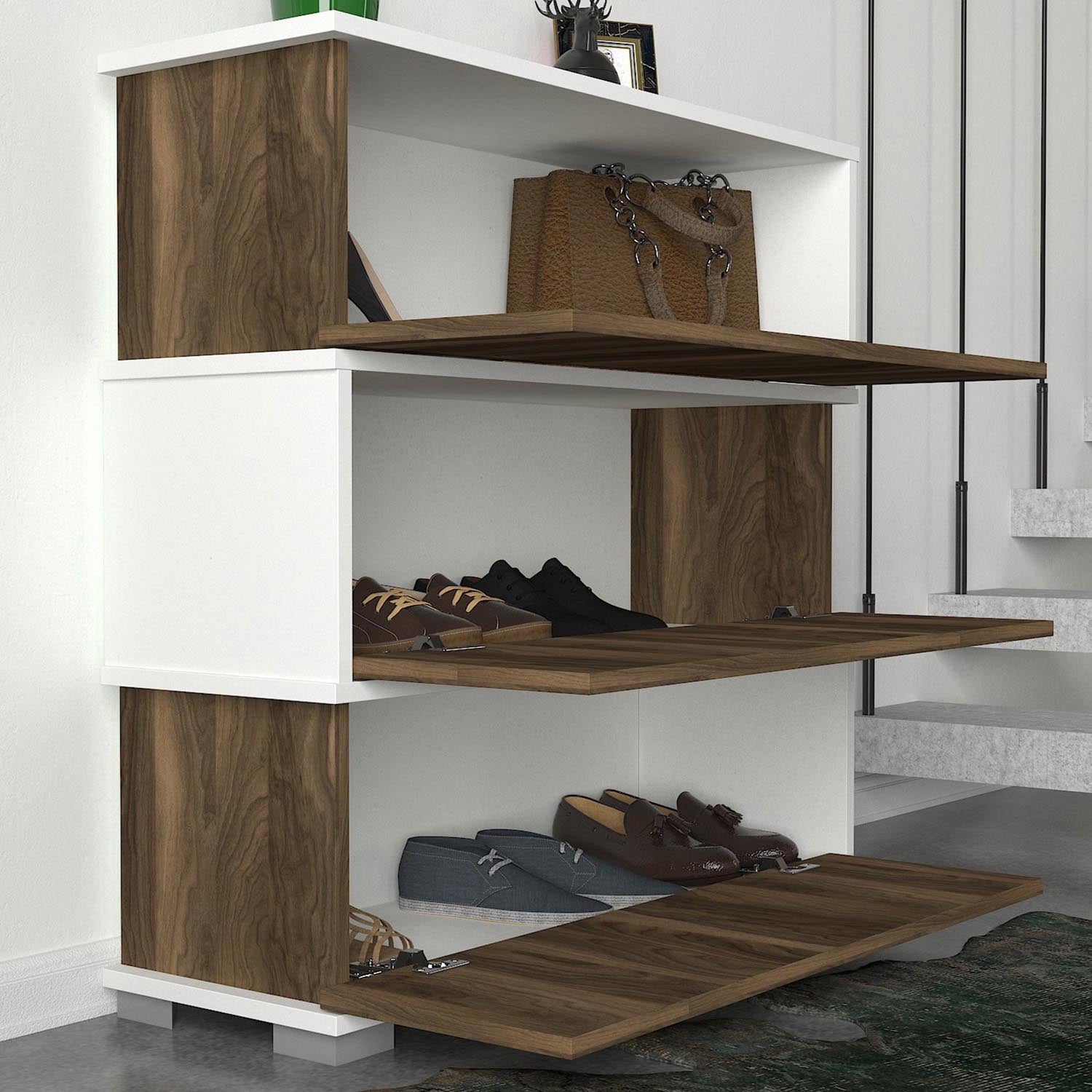 Napolyon - White, Walnut in Weisser Walnuss präsentiert im Onlineshop von KAQTU Design AG. Schuhschrank ist von Hanah Home