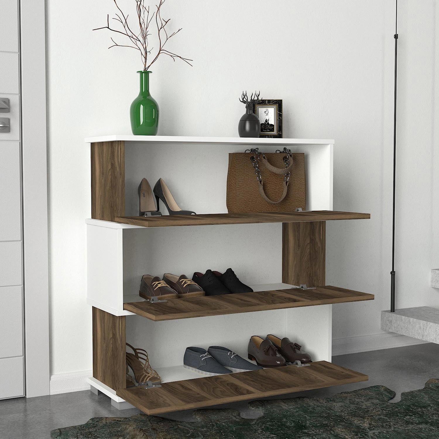 Napolyon - White, Walnut in Weisser Walnuss präsentiert im Onlineshop von KAQTU Design AG. Schuhschrank ist von Hanah Home